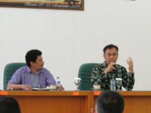 Dimoderatori oleh Ir Nazaruddin, Dr Herodian menjelaskan potensi sektor pertanian Indonesia tidak tergantung lagi dengan luar negeri (Foto:sembada/rori)