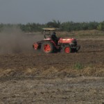 Kendati panas terik yang sangat menyengat, operator traktor di Desa Sumber Makmur, Kec.Takesung ini terus tuntaskan pengolahan (Foto:sembada/rori)