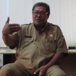 Kepala Brigade POPT Prov.Banten Muh.Gunawan,SP berkata ulat grayak harus dikendalikan pada malam hari (Foto:sembada/rori)